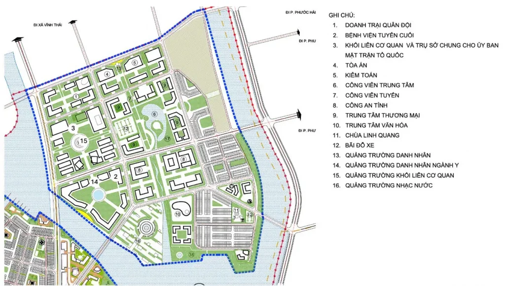 Tiểu khu A: Khu trung tâm hành chính.