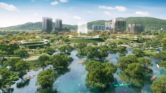 Quy hoạch mặt nước và cảnh quan xanh tại Charmora City