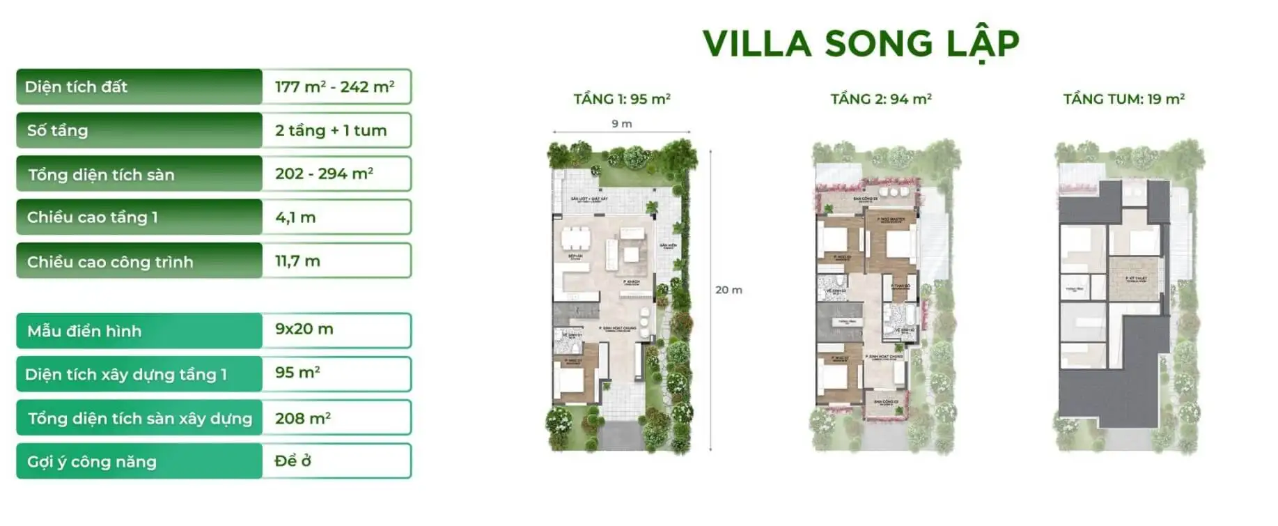 Mặt bằng thiết kế tầng 1 Villa Song Lập Charmora City